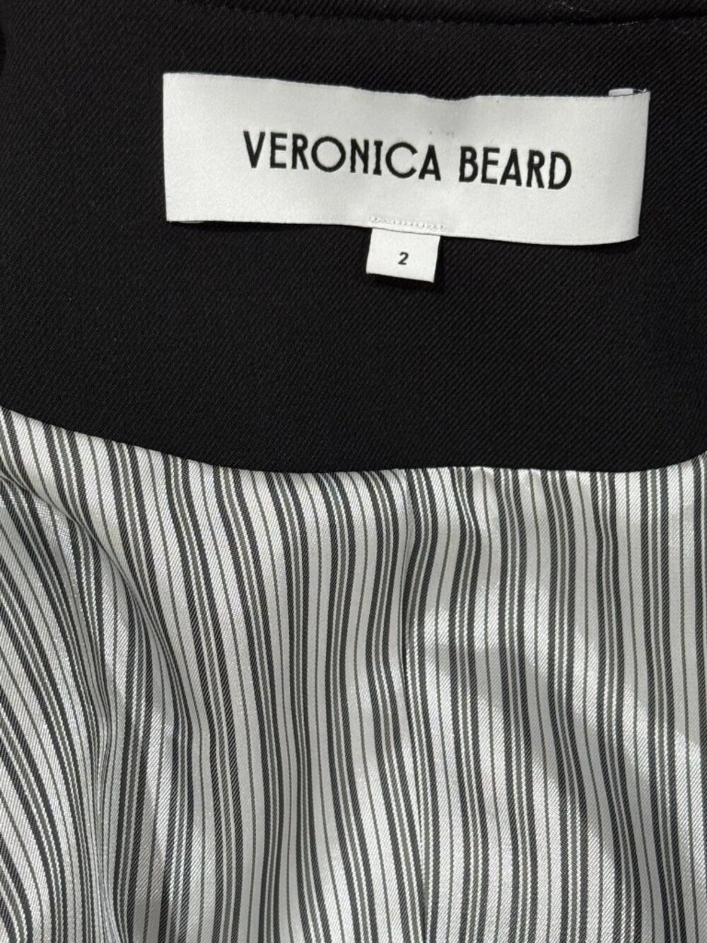Veronica Beard Alessia Collarless Braid Trim Jacket Black Wool Blend Pristine 2 - Picture 7 of 9
